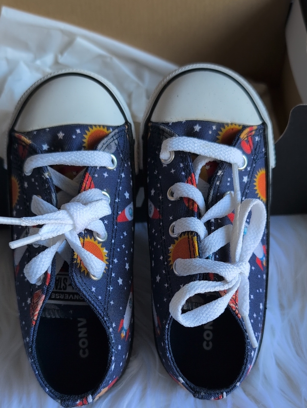 Kids Converse Navy Space Rocket Canvas Sneakers with White Laces